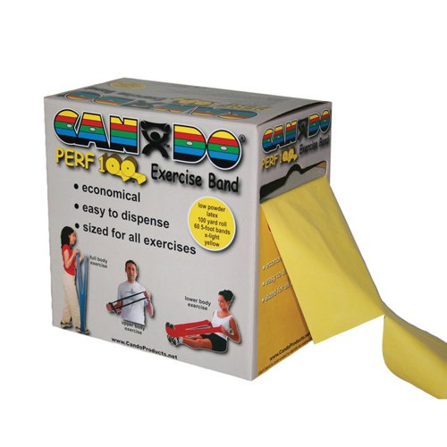 Cando Exercise Band Yellow X-Light 100-Yard Dispenser Box - Best Medical Supplies Online