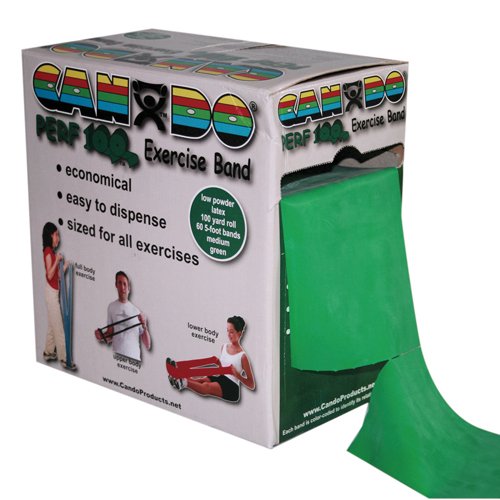 Cando Exercise Band Green Medium 100-Yard Dispenser Box - Best Medical Supplies Online