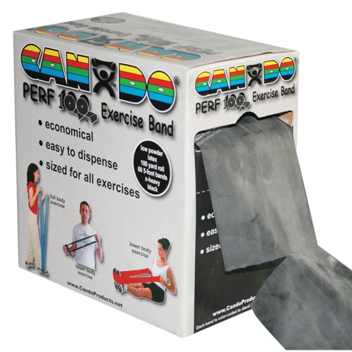 Cando Exercise Band Black X-Heavy 100-Yard Dispenser Box - Best Medical Supplies Online