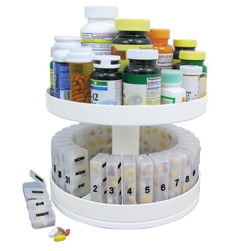 Revolving Medicine Center w/31Daily Pill Compartments - Best Medical Supplies Online