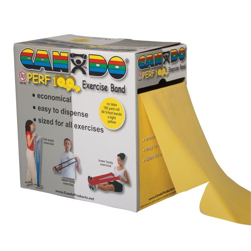 Cando No-Latex Exercise Band Yellow X-Light 100yd Disp Box - Best Medical Supplies Online