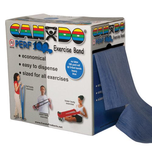 Cando No Latex Exercise Band Blue Heavy 100yd Dispenser Box - Best Medical Supplies Online