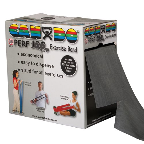 Cando No Latex Exercise Band Black X-Heavy 100yd Dspnsr Box - Best Medical Supplies Online