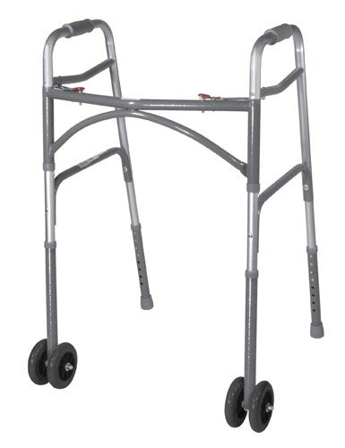 Bariatric Adult Folding Walker w/Wheels Double Button - Best Medical Supplies Online