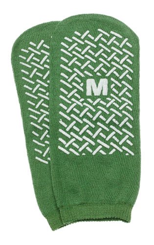 Slipper Socks; Med Green Pair Men's 5-6 Wms 6-7 Child 7-11 - Best Medical Supplies Online