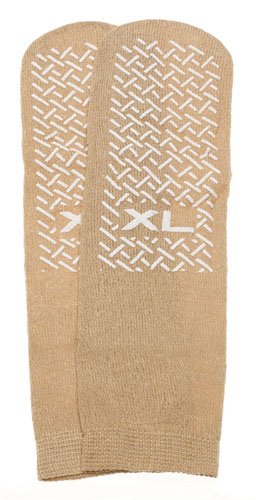 Slipper Socks; XL Beige Pair Men's 10-12 Wms 11-13 - Best Medical Supplies Online