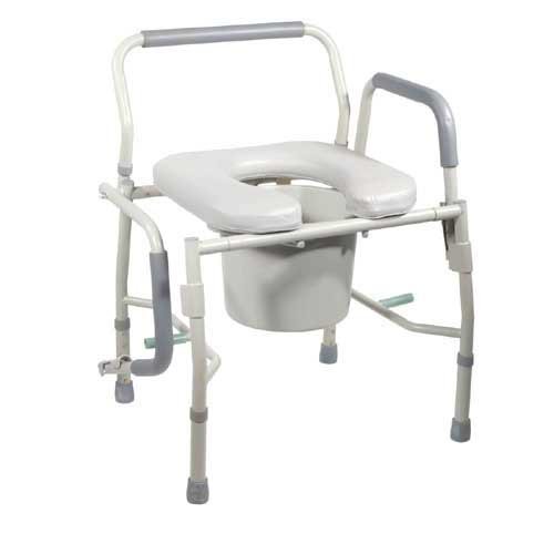 Commode Drop-Arm KD w/Padded Open-Front Seat Tool-Free - Best Medical Supplies Online