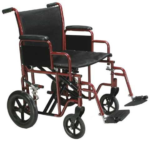 Transport Wheelchair Bariatric 20 Wide Red