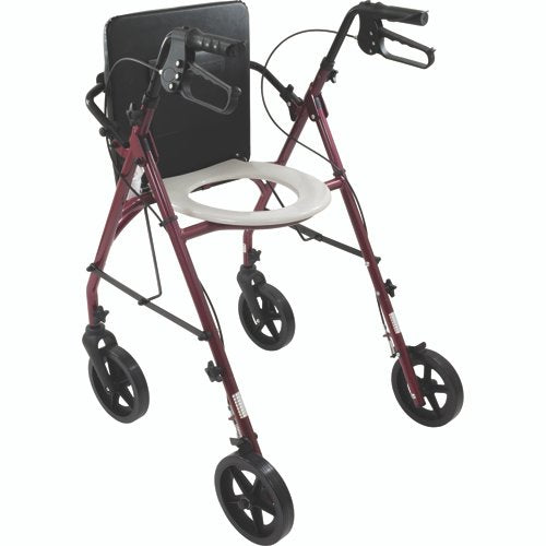 Free2GoTM Rollator Burgundy Toilet Seat Walker Frame - Best Medical Supplies Online