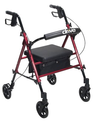 Rollator Aluminum w/Adj. Seat Height Red - Best Medical Supplies Online