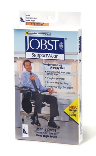 Jobst For Men 8-15 Sock Over-The-Calf Black Medium - Best Medical Supplies Online