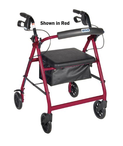 Rollator 4-Wheel with Pouch & Padded Seat Black - Drive - Best Medical Supplies Online