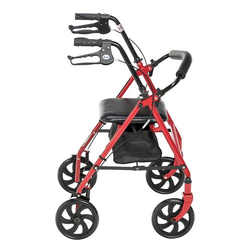 4 Wheel Steel Rollator w/7¾ Casters & Basket-Loop-Red - Best Medical Supplies Online