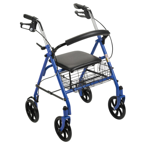 4 Wheel Steel Rollator w/7¾ Casters & Basket- Loop-Blue