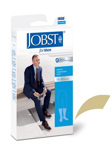 Jobst for Men 15-20 Knee-Hi Khaki Small - Best Medical Supplies Online