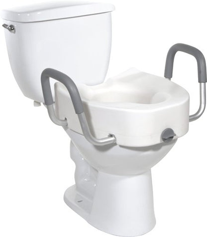 Raised Toilet Seat With Lock & Alum Det Arms Elongated - Best Medical Supplies Online