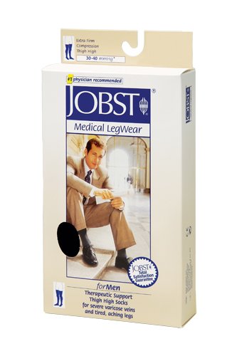 Jobst for Men 30-40 Ribbed Thigh-Hi Black X-Large - Best Medical Supplies Online