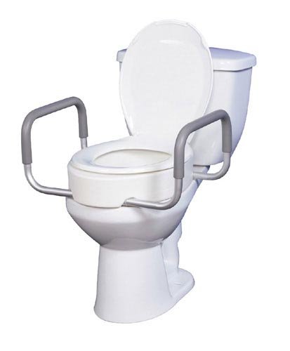 Elevated Toilet Seat w/Arms For Elongated Toilets T/F - Best Medical Supplies Online