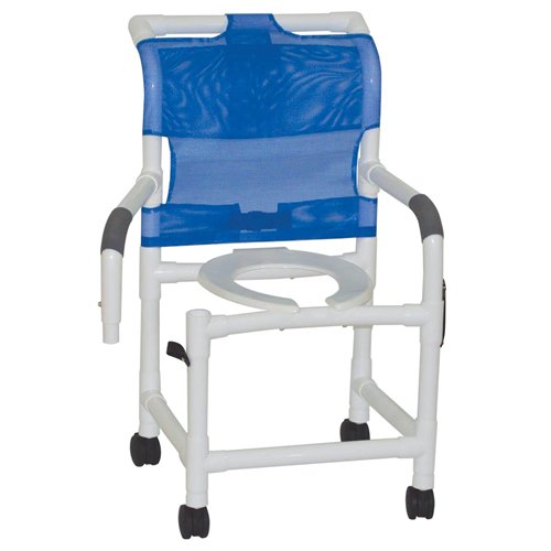 Shower Chair/Commode PVC 18 w/Double Drop-Arms & Casters - Best Medical Supplies Online