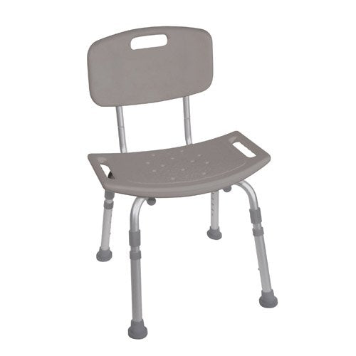 Shower Safety Bench W/Back - KD Tool-Free Assembly Grey - Best Medical Supplies Online