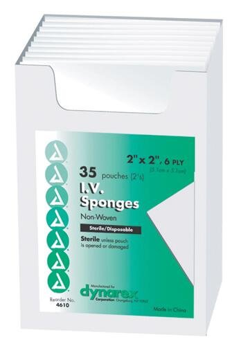 Non-Woven Drain/ IV Sponge 4 x4 6 Ply 25-2/Pk Sterile