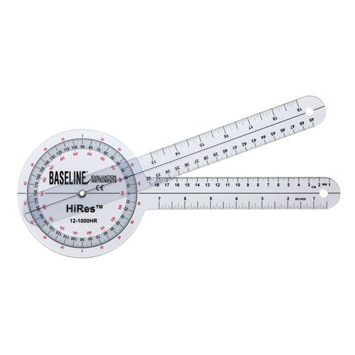 Baseline HiRes Goniometer 12 Plastic 360 Degree - Best Medical Supplies Online