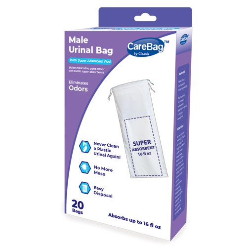 CareBag Men's Urinal Bag w/Super Absorb Pad Box/20 - Best Medical Supplies Online