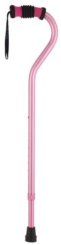 Standard Offset Walking Cane Adjustable Aluminum Pink - Best Medical Supplies Online