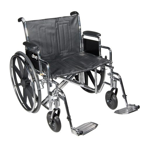 Wheelchair Std Dual-Axle 24 w/Rem Full Arms & Elev Legrest