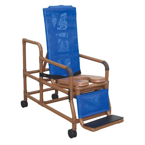 Shower Chair Reclining Tilt-N-Space Wood Tone w/Pail - Best Medical Supplies Online