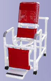 Reclining Shower Chair w/Dlx Elongated Commode Seat PVC - Best Medical Supplies Online