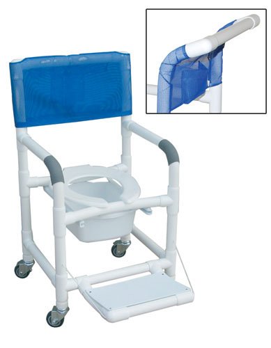 Shower Chair PVC Dlxe Drop Arm w/Folding Footrest & Sq. Pail - Best Medical Supplies Online