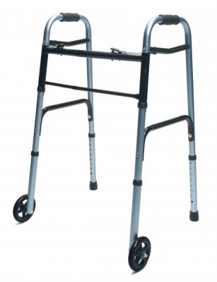 Walker Adult w/ 5 Wheels Folding Blue Case of 2