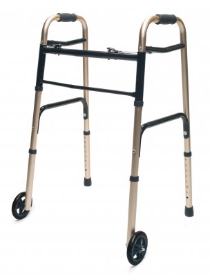 Walker Adult w/5 Wheels Folding Gold Case of 2 - Best Medical Supplies Online