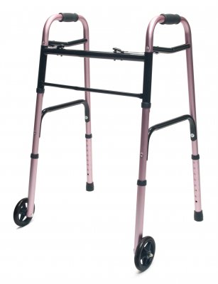 Walker Adult w/5 Wheels Folding Pink Case of 2