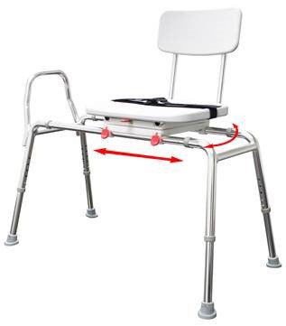 Snap-N-Save Sliding Transfer Bench Swivel Seat/Back - Best Medical Supplies Online