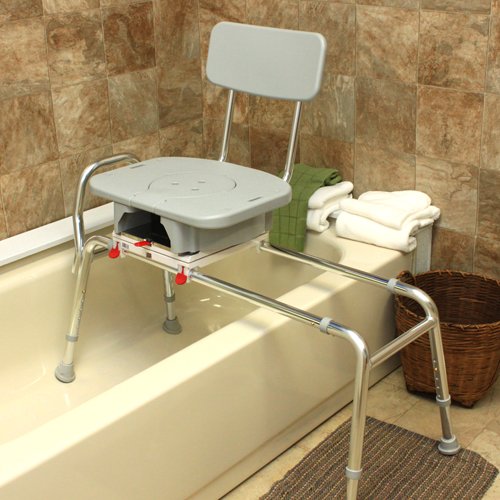 Snap-N-Save Sliding Transfer Bench w/Cut Out Swivel Seat - Best Medical Supplies Online