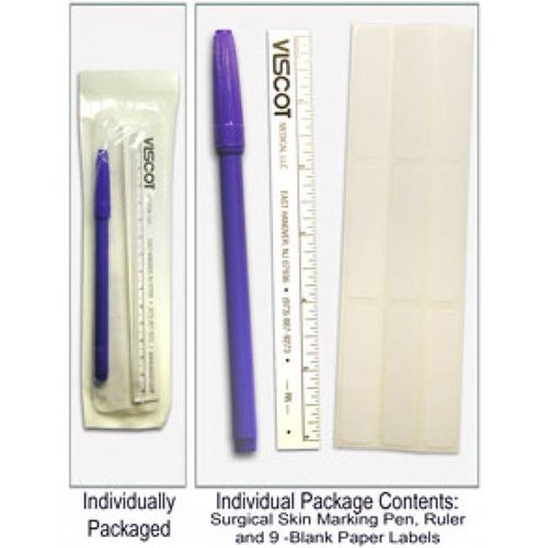 Skin Marking Pen w/ 9 Labels & 6 Flxble Ruler Sterile - Best Medical Supplies Online