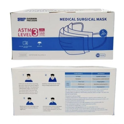 Disposable Face Mask Bx/50 w/EarLoops 3-Ply Level 3 Blue - Best Medical Supplies Online