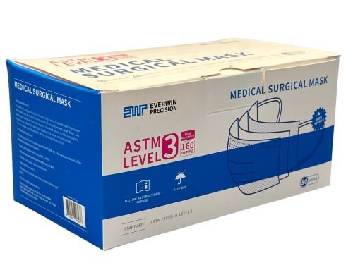 Disposable Face Mask Bx/50 w/EarLoops 3-Ply Level 3 Blue - Best Medical Supplies Online