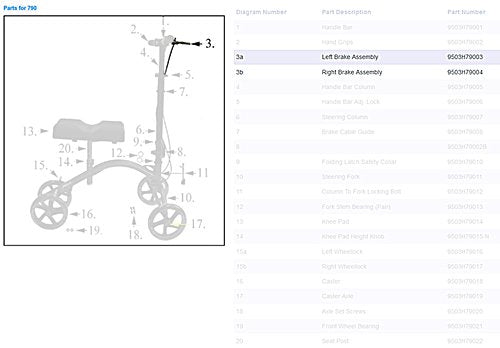 Complete Left Hand Brake for 790 Knee Walker