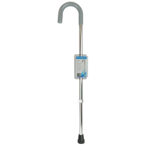 Cane Round Handle Blue Jay Silver with Vinyl Comfort Grip - Best Medical Supplies Online