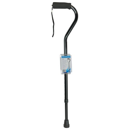 Cane Soft Foam Offset Handle Blue Jay Black with Strap - Best Medical Supplies Online