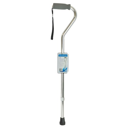 Cane Soft Foam Offset Handle Blue Jay Silver with Strap - Best Medical Supplies Online