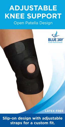 Blue Jay Adj Knee Support Open Patella Design Black Sm/Md - Best Medical Supplies Online