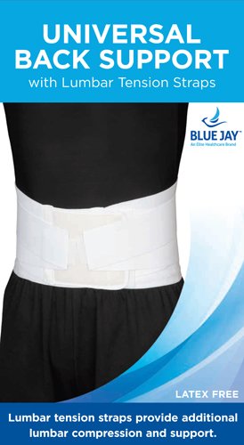 Blue Jay Univ Back Support w/Lumbar Tension Straps-White - Best Medical Supplies Online