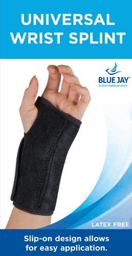 Blue Jay Wrist Splint Black Universal - Best Medical Supplies Online