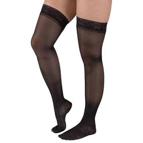 Ladies' Shr Moderate Supprt Lg 15-20mmHg Thgh w/StayTop Black - Best Medical Supplies Online