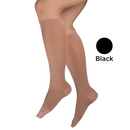 Ladies' Sheer Firm Support Lg 20-30mmHg Knee Highs Black - Best Medical Supplies Online