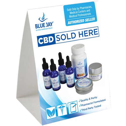 Blue Jay CBD Table Tent - Best Medical Supplies Online